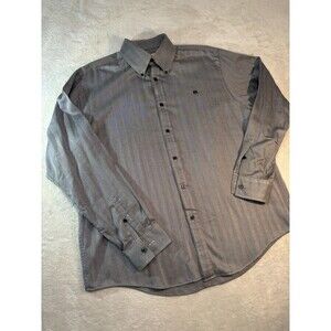Men’s Michael Kors Button Down Shirt Gray Herringbone XL Long Sleeve